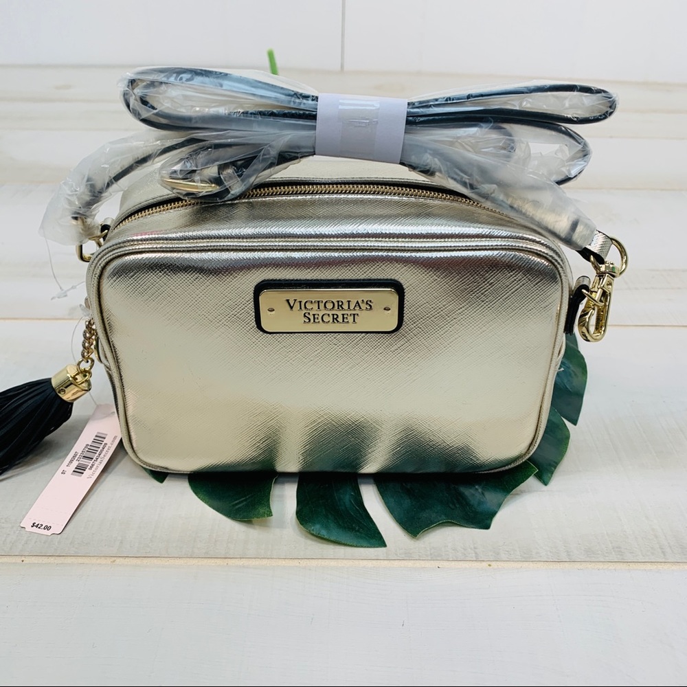 NWT Victoria’s Secret Gold Zip Crossbody Bag